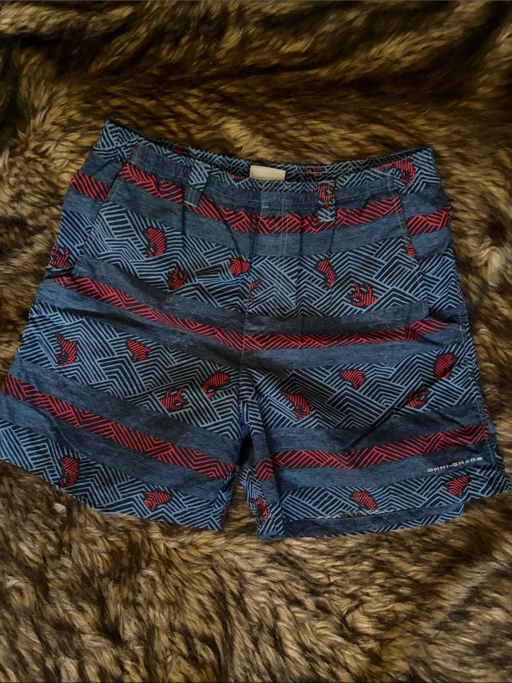 Columbia PFG Omni Shade Blue and red Swim Trunks Size Medium